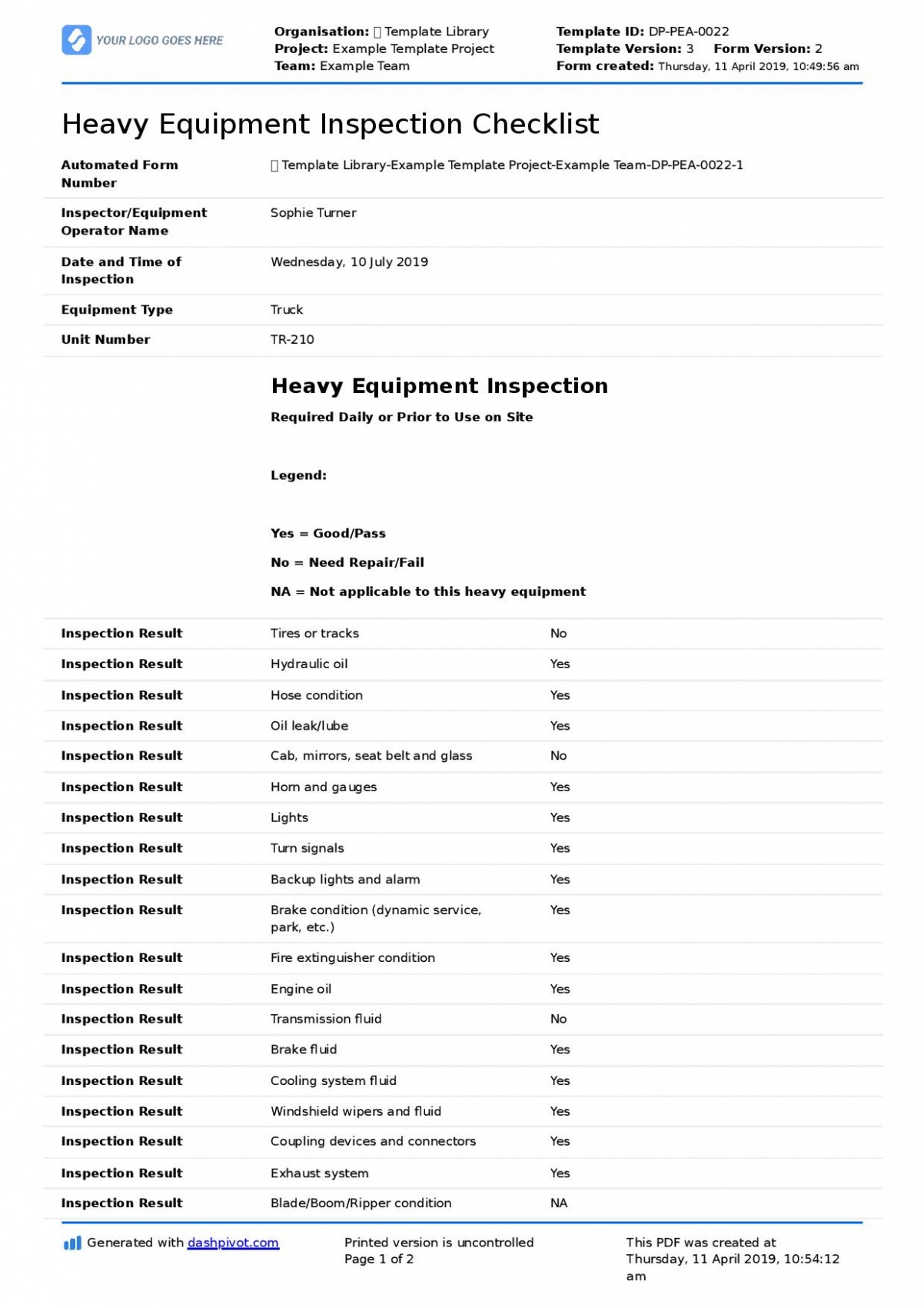 Free Printable Heavy Equipment Inspection Checklist Template Free Editable Form Doc Free Printable Heavy Equipment Inspection Checklist Template Free Editable Form Doc