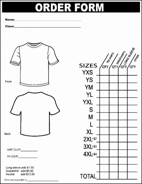 Printable 40 Clothing Order Forms Templates  Markmeckler Template Design Pdf Example