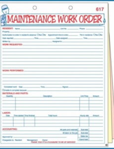 Printable √ Free Printable Maintenance Work Order Template  Example
