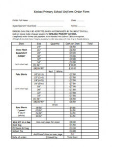 Printable Free 22 Uniform Order Forms In Pdf  Ms Word  Xls Doc