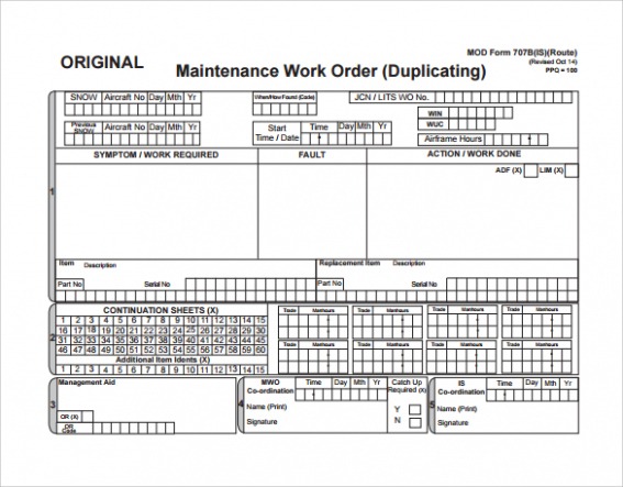 Printable Free 8 Sample Maintenance Work Order Forms In Pdf Pdf Example