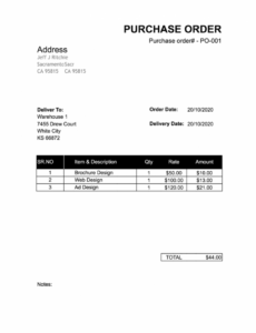 Printable Free Purchase Order Template  Zoho Inventory Word
