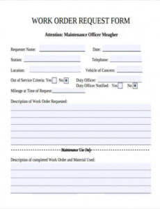 Printable Work Order Request Template  Printable Templates Word