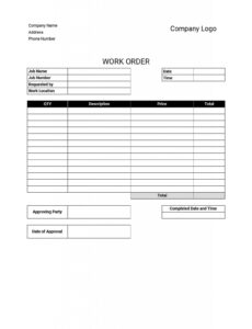 Work Order Templates Download &Amp; Print For Free!  Sample