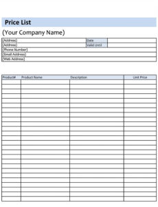 editable product pricing template pdf