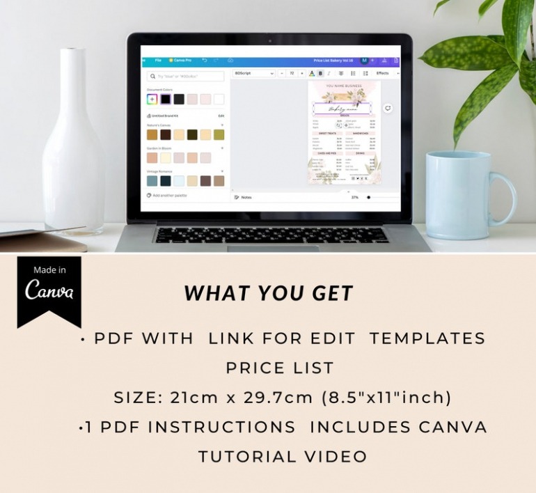 free custom bakery price list template coffee shop menu printable pastries dessert cakes pricing guide doc sample