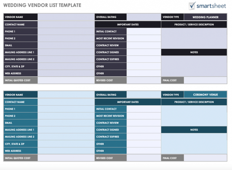 free custom wedding vendor list template 2023 free template word example