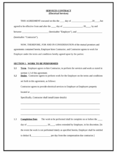 free editable contract electrical doc template  pdffiller  example