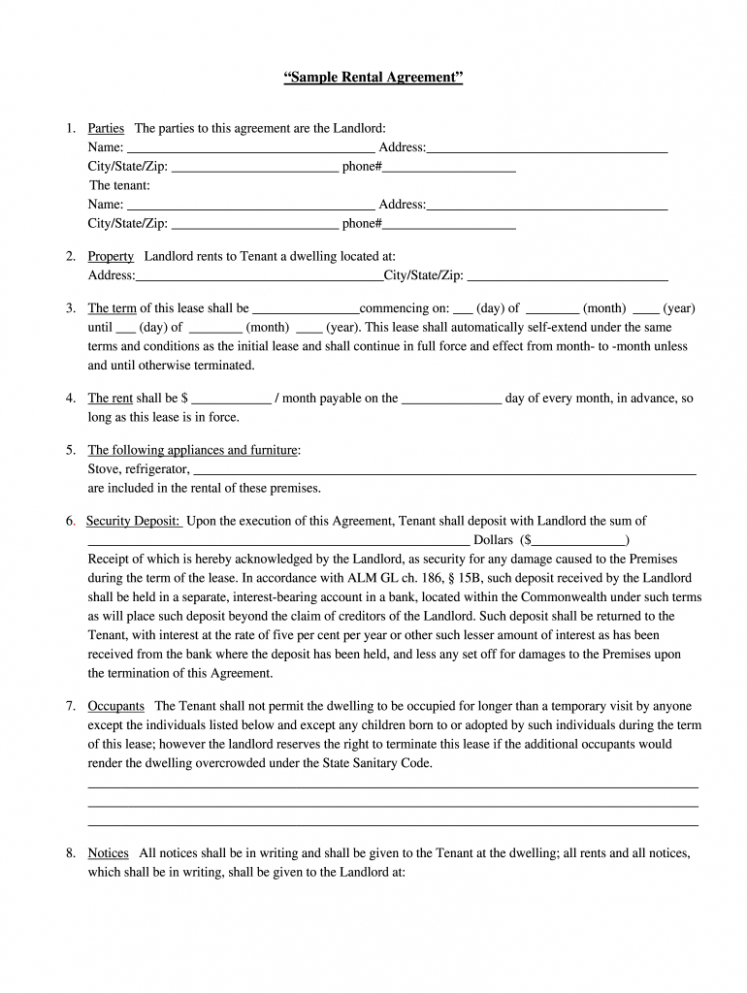 free editable free printable simple lease agreement  customize and print excel sample