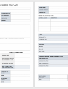 Editable Administrative Change Order Construction Template Excel Example
