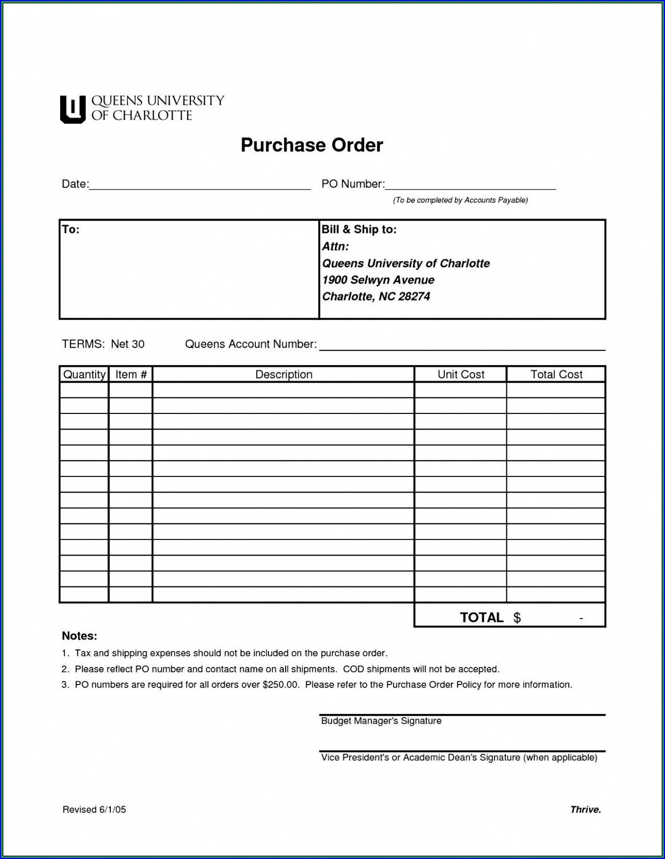 Used Car Purchase Order Template