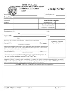 Free Editable Project Management Change Order Template Pdf Example