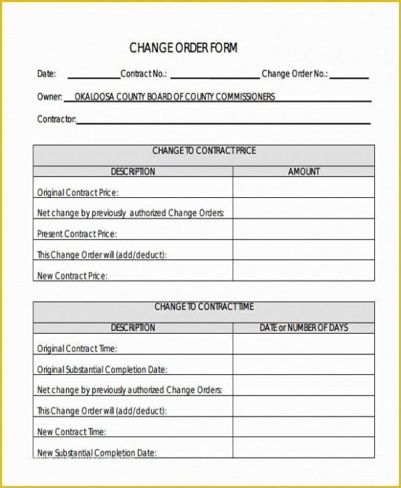 Free Printable App Development Change Order Template Pdf Sample