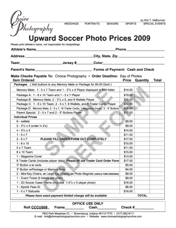 Free Editable Sports Photography Order Form Template Sample Free Editable Sports Photography Order Form Template Sample