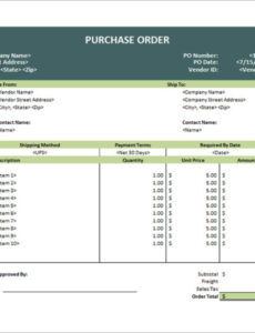 Custom International Purchase Order Template Excel Example