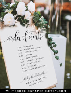 Free Custom Wedding Order Of Events Template Excel Sample