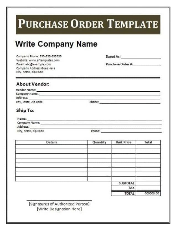 Free Printable Local Purchase Order Template PDF Free Printable Local Purchase Order Template Pdf