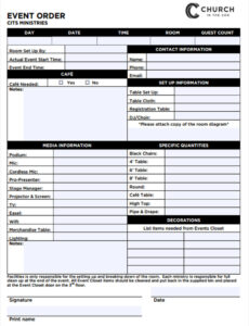 Custom Event Running Order Template Doc Example