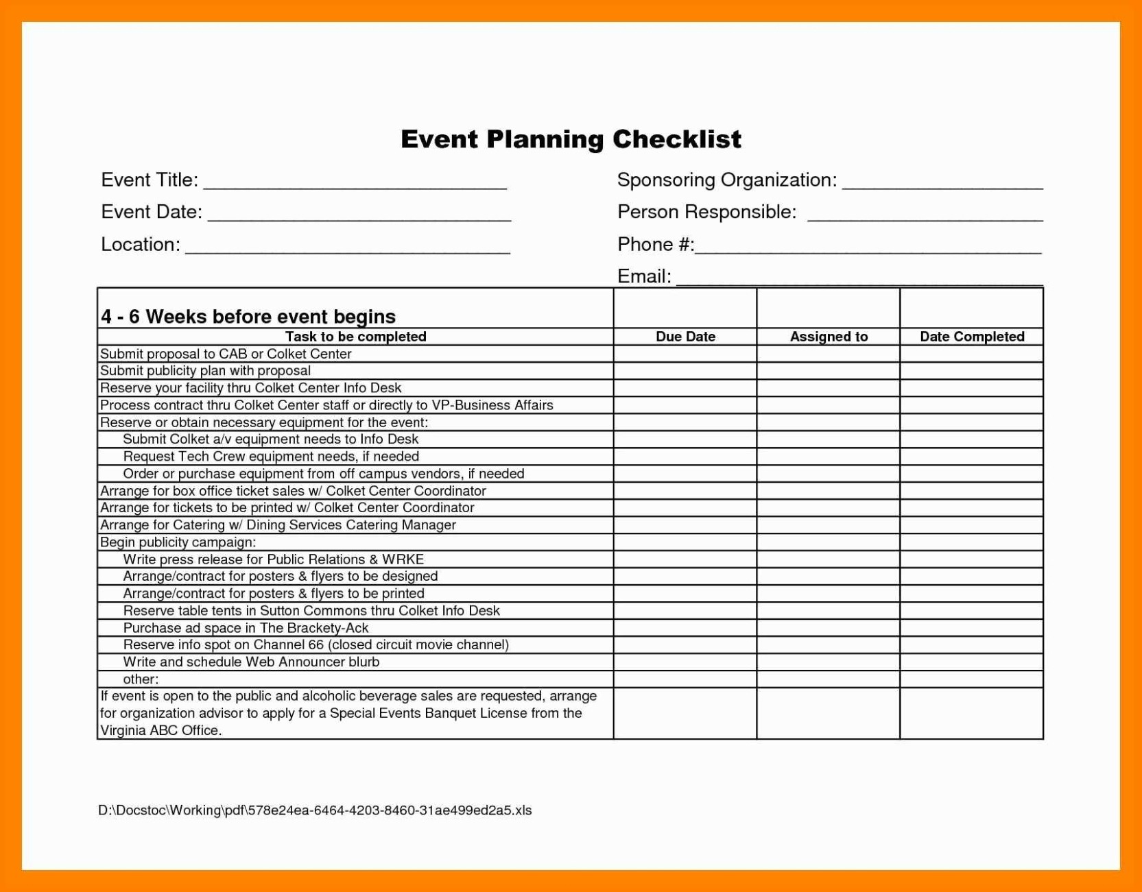 Event Running Order Template Pdf