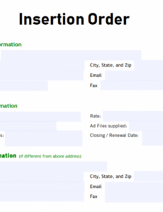 Free Editable Media Insertion Order Template  Example