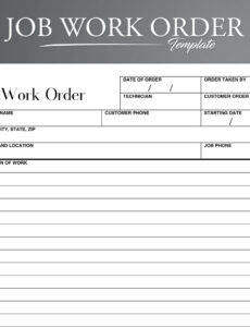 Free Editable Warehouse Work Order Template Word
