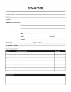 Free  Motorcycle Repair Order Template  Example