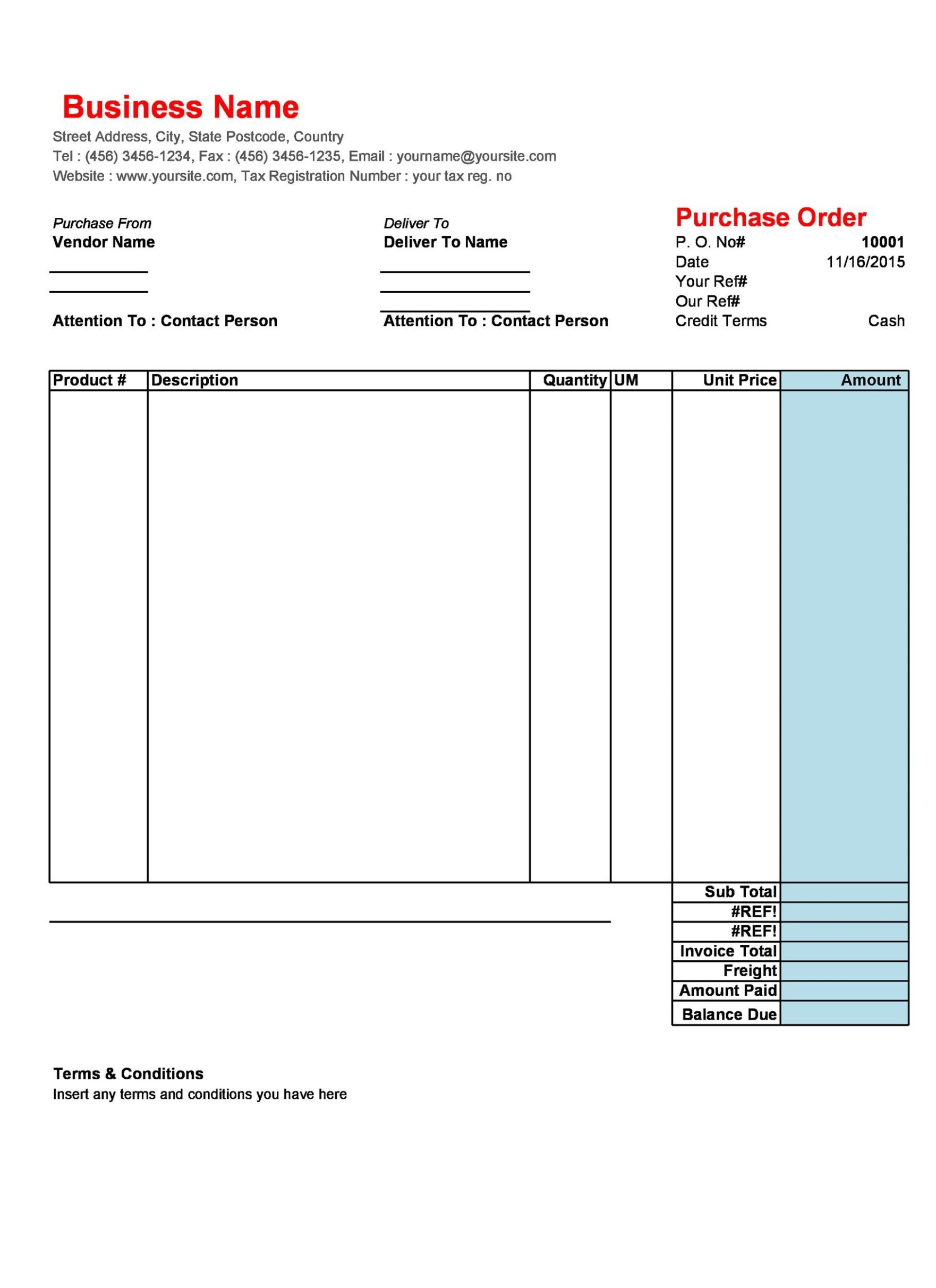 Free Printable Media Purchase Order Template  Example