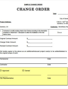 Free  Software Change Order Template  Example