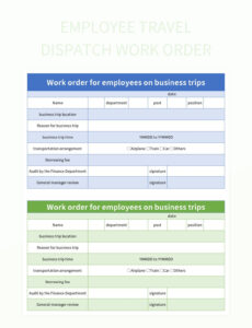 Printable Digital Marketing Work Order Template Excel Example