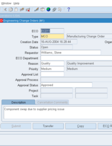 Printable Software Change Order Template Doc Example