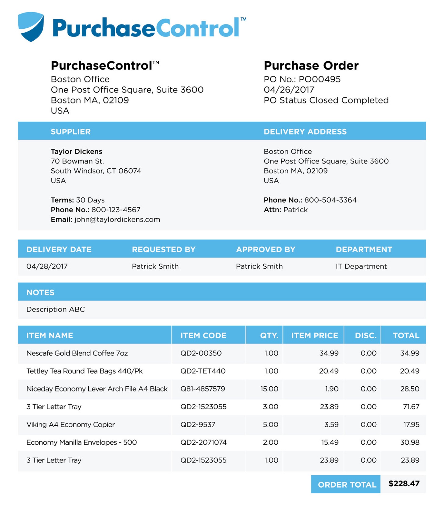 Printable Software Purchase Order Template Pdf Sample