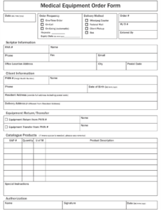 Printable Take Out Order Template Doc