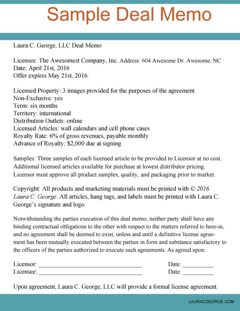Blank Crew Deal Memo Template Doc Sample