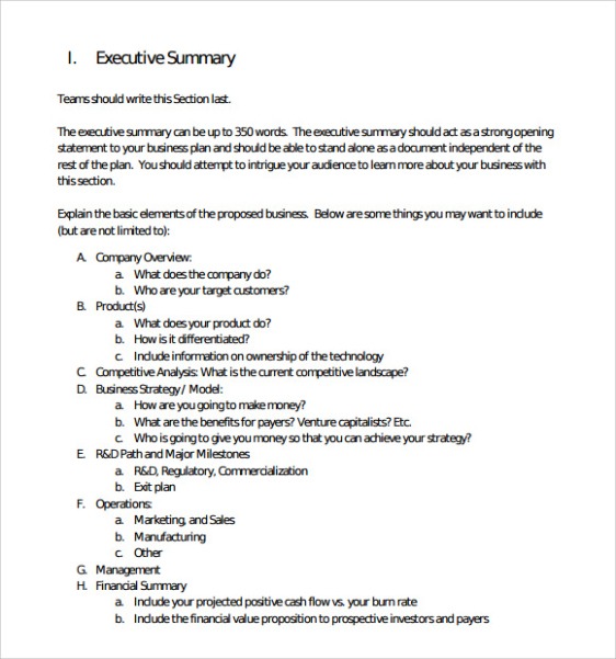 Blank Executive Summary Memo Template Doc