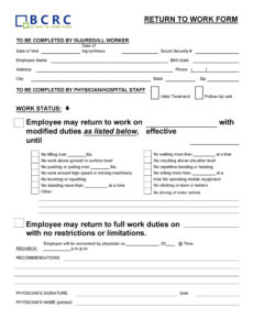 Blank Return To Work Memo Template Excel