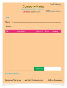 Custom Cash Memo Bill Template Pdf