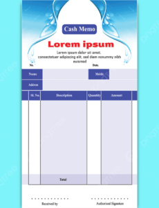Editable Medical Cash Memo Template Excel