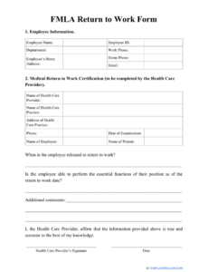 Editable Return To Work Memo Template Doc