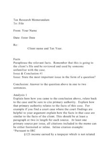 Editable Tax Research Memo Template Doc