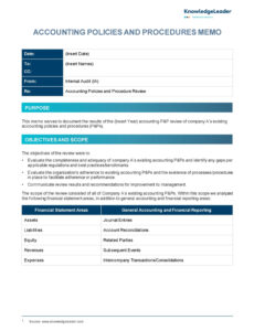 Free  Accounting Policy Memo Template Excel Sample