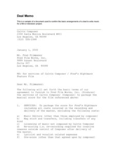 Free Blank Crew Deal Memo Template Word Sample