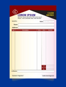 Free  Cash Memo Bill Template Pdf