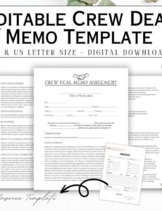 Free Custom Crew Deal Memo Template Pdf Sample