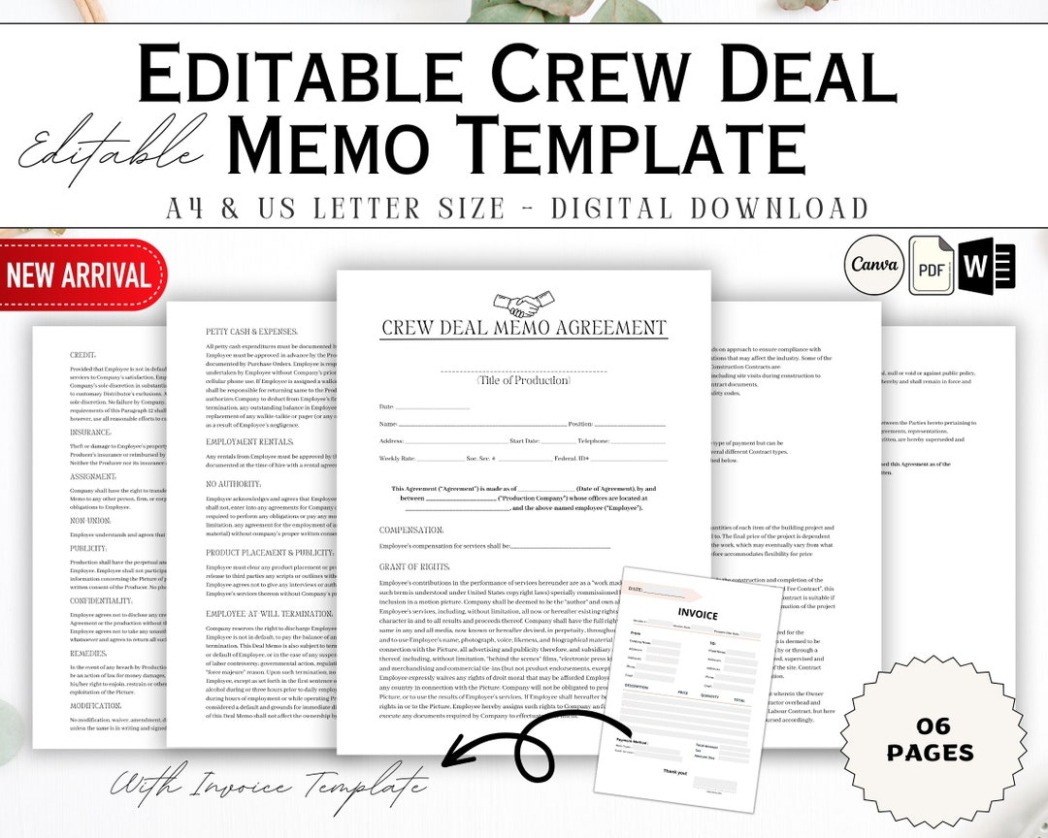Free Custom Crew Deal Memo Template PDF Sample Free Custom Crew Deal Memo Template Pdf Sample