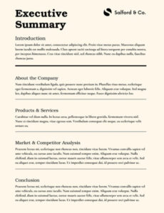 Free Custom Executive Summary Memo Template Excel
