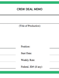 Free Editable Film Crew Deal Memo Template Doc