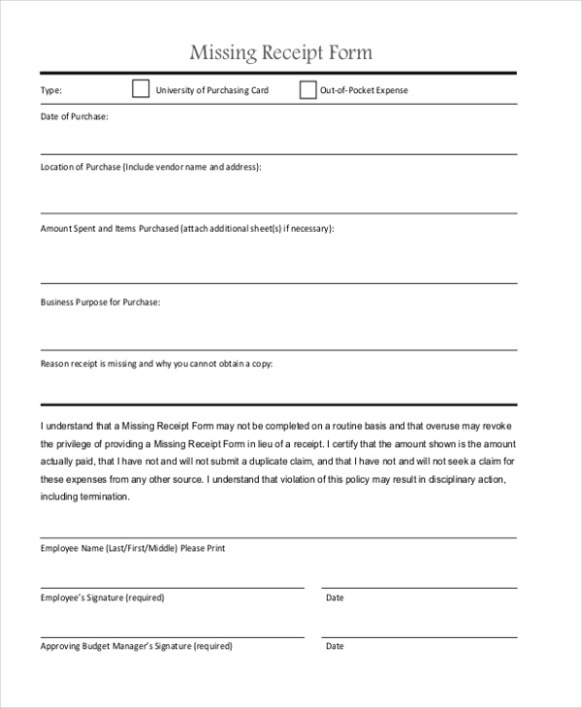 Free  Lost Receipt Memo Template Excel Sample