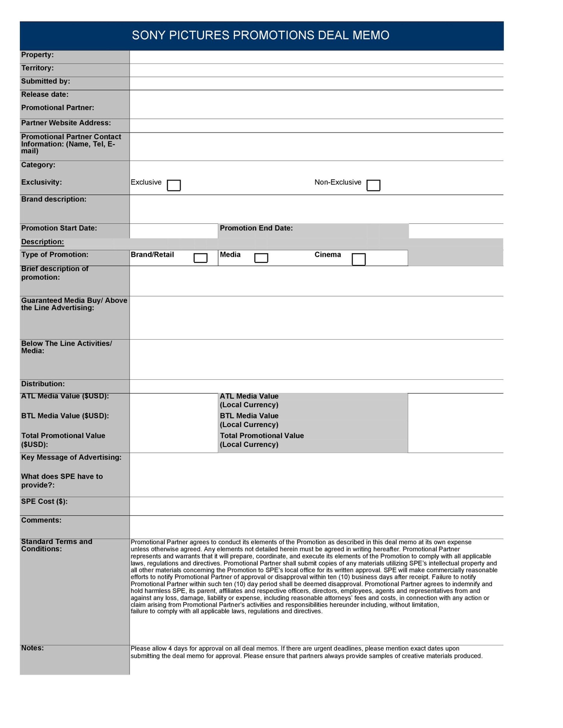 Free  Makeup Artist Deal Memo Template Doc Sample