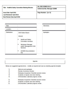 Meeting Minutes Memo Template Doc