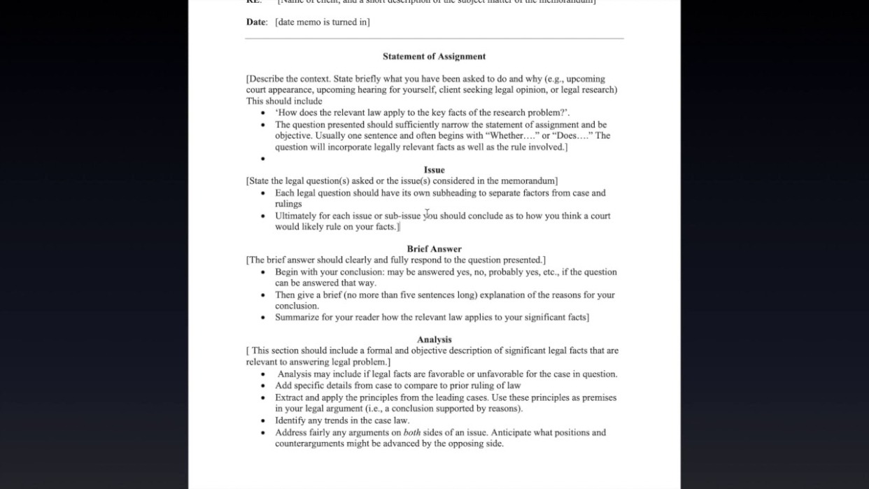 Printable Legal Research Memo Template  Sample
